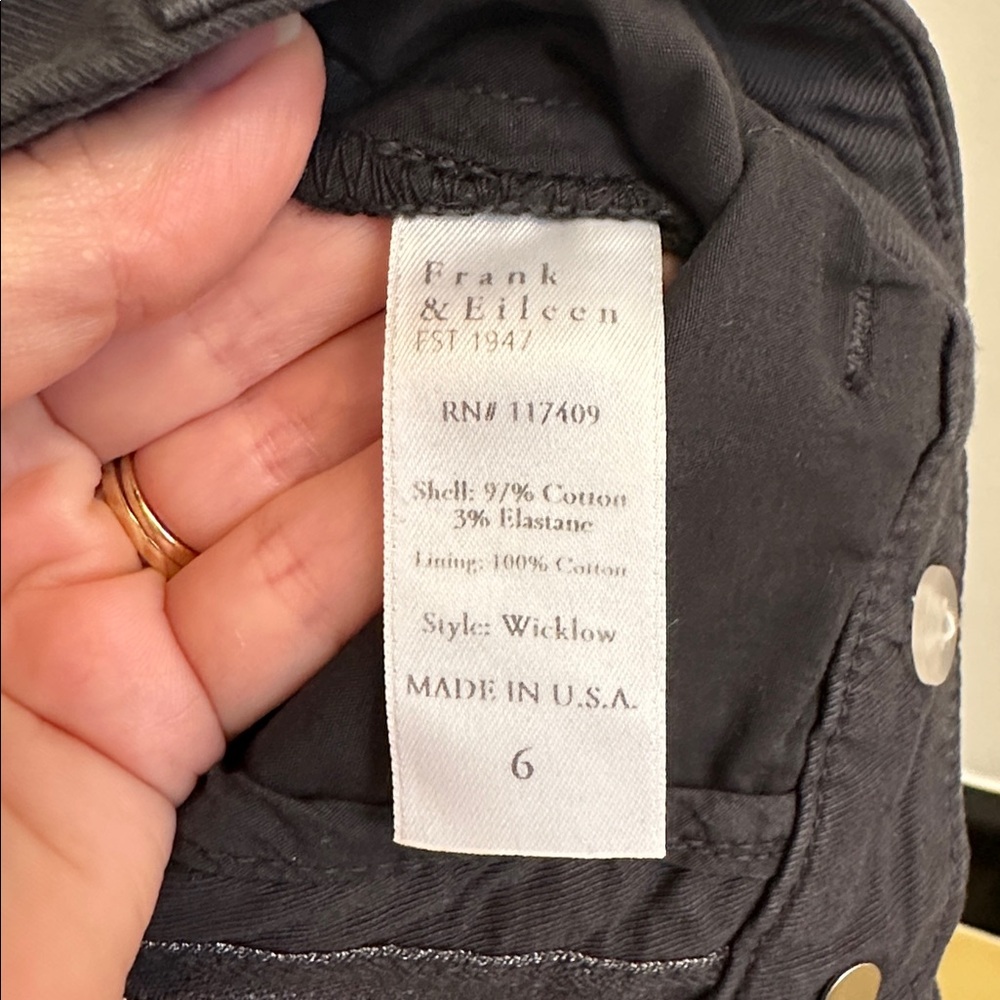 Frank & Eileen Wicklow Dusty Black Cropped Pants Size 6 - Picture 7 of 7